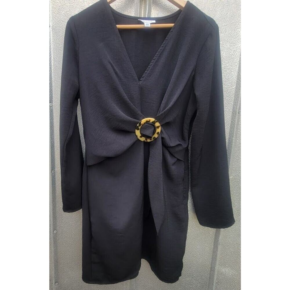 Top Shop Long Sleeve Knee Length Black Dress Size 8